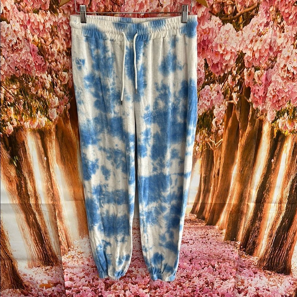 Forever 21 Blue & White Tie-Dye Terrycloth Joggers | Size Large | Lounge Pants